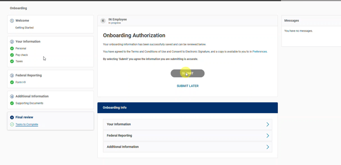 Onboarding - Submit